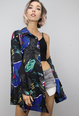 VINTAGE 80S/90S OVERSIZED PATTERNED SHIRT