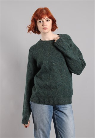 VINTAGE 80S GREEN WOOL JUMPER