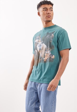 VINTAGE WOLF GRAPHIC PRINT T-SHIRT