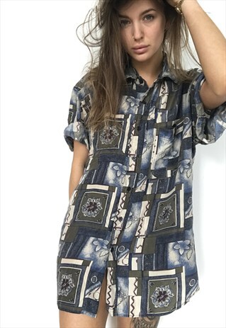PATTERNED OVERSIZED RETRO VINTAGE UNISEX FESTIVAL SHIRT. ALL