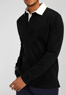54 Floral Long Sleeve Rugby Shirt - Black/White