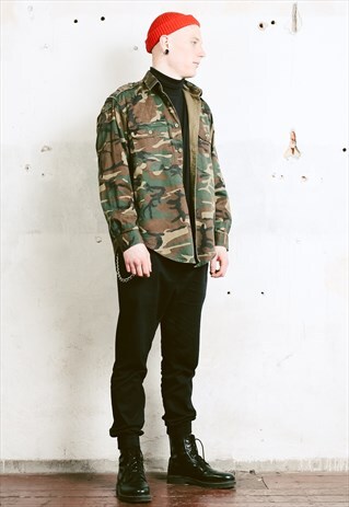 VINTAGE 90S MEN CAMOUFLAGE SHIRT