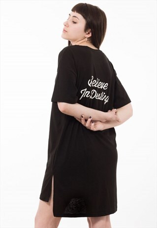 OVERSIZED BLACK T-SHIRT BELIEVE IN DESTINY WOMENS