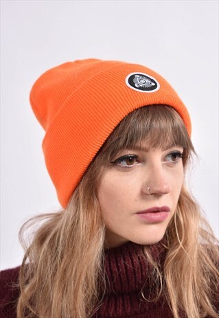 VINTAGE ALL SEEING EYE BEANIE HAT CAP ORANGE