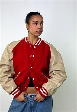 Red Vintage Delong Varsity Jacket Coat