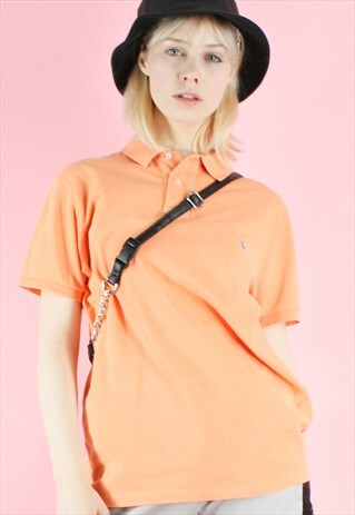 VINTAGE 90S RALPH LAUREN POLO SHIRT Y2K ORANGE PREPPY TOP