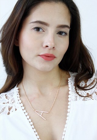 ROSE GOLD LETTER 'A' MONOGRAM CHAIN NECKLACE