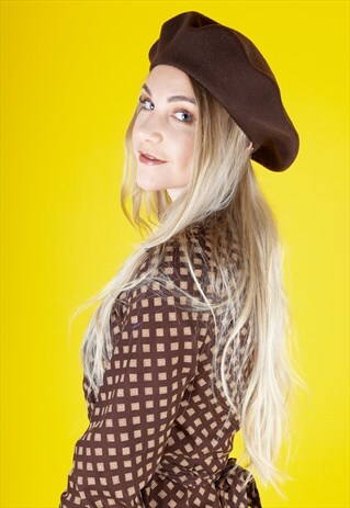 BROWN VINTAGE WOOL BERET