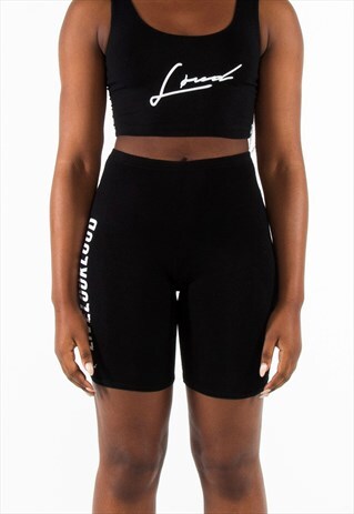 LOUD WOMENS BLACK LEGGING SHORTS