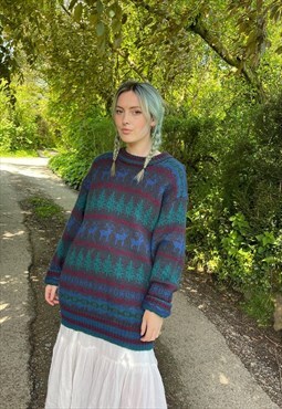 Vintage Grandad Knitted 90s Abstract Cottage Boho Jumper