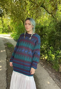 Vintage Grandad Knitted 90s Abstract Cottage Boho Jumper