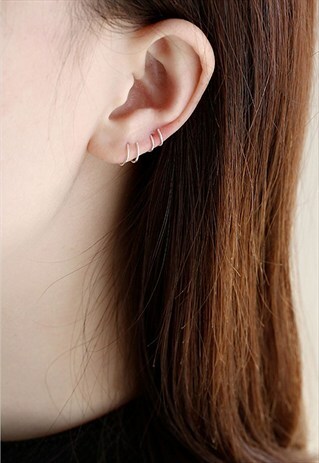 DOUBLE EAR BUCKLE STERLING SILVER EARRINGS
