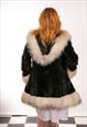 VINTAGE BLACK FAUX FUR HOODED PENNY LANE AFGHAN SWING COAT