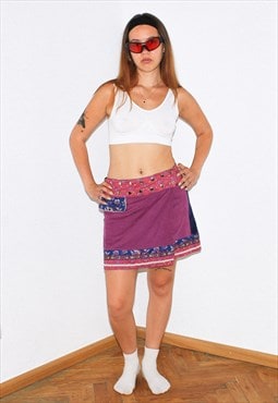 Vintage Y2K colorblock mini skirt in multicolor