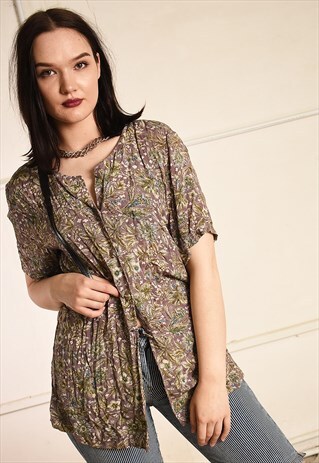 90'S RETRO FLORAL BOHO FESTIVAL PARIS CHIC BLOUSE SHIRT TOP