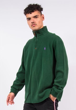 RALPH LAUREN GREEN 1/4 ZIP SWEATSHIRT