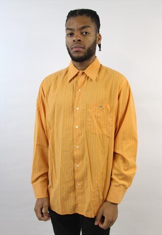 VINTAGE LACOSTE ORANGE PINSTRIPE SHIRT