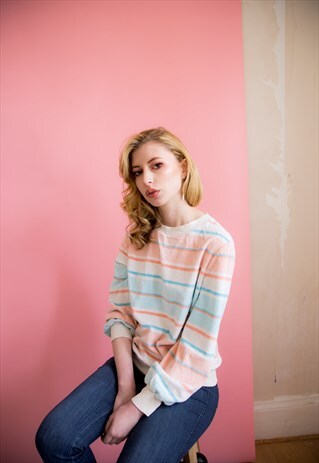 VELOUR STRIPE SWEATER