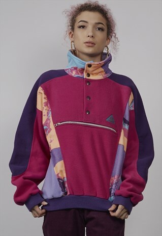 VINTAGE 80'S CRAZY PRINT MULTICOLOUR FLEECE