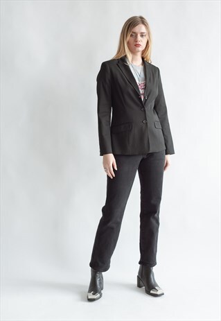 VINTAGE 80S MINIMAL BLAZER IN BLACK