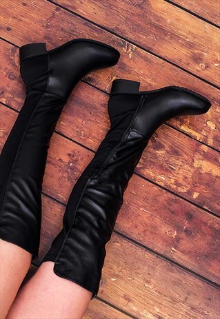 GIANVITO OVER KNEE HIGH TALL BOOTS - BLACK LEATHER STYLE