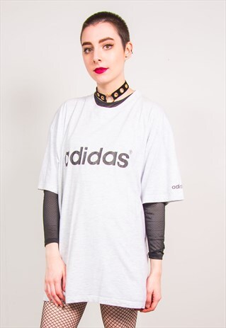 ADIDAS VINTAGE 90'S LIGHT GREY OVERSIZED T-SHIRT