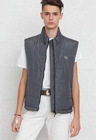 VINTAGE GREY PUMA VEST PUFFER JACKET GILET