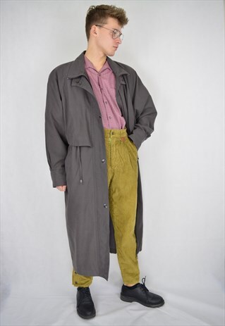 VINTAGE GREY CLASSIC TRENCH COAT