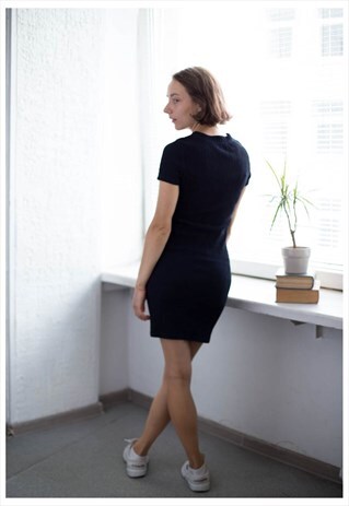 VINTAGE 90'S NAVY MINI TEXTURED STRETCHY DRESS