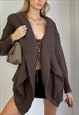 VINTAGE Y2K TIE FRONT WATERFALL KNITTED CARDIGAN MOHAIR