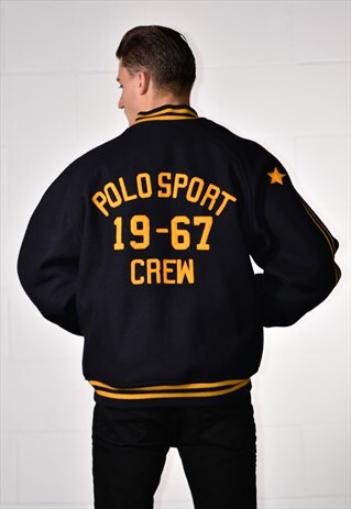 90'S RALPH LAUREN POLO SPORT REVERSIBLE WOOL VARSITY JACKET