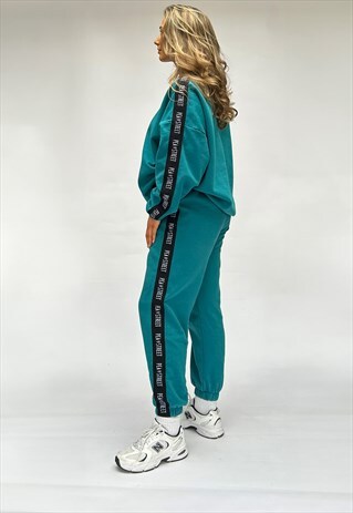 TEAL BLUE TRACKSUIT JOGGERS LOUNGEWEAR PEA STREET LOGO