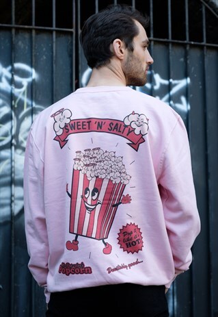 SWEET AND SALTY POPCORN MEN'S SLOGAN SWEATSHIRT