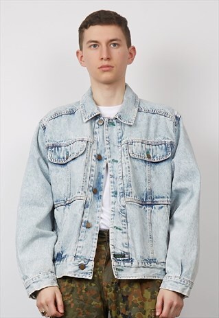 VINTAGE 80'S STONE WASH WORKMAN DENIM JACKET