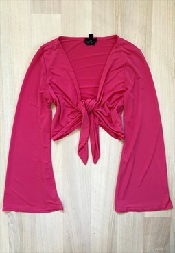 Y2K Pink Tie Front Top