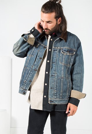 VINTAGE 80S LEVI'S REWORKED CONTRAST COLLAR JACKET /S0007