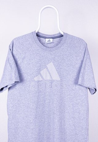 VINTAGE ADIDAS T-SHIRT SPELL OUT LOGO GREY MEDIUM