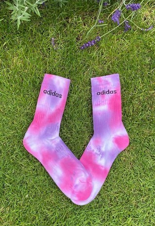 PINK AND PURPLE TIE DYE ADIDAS SOCKS