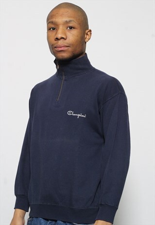 VINTAGE CHAMPION 1/4 ZIP LOGO SWEATSHIRT NAVY
