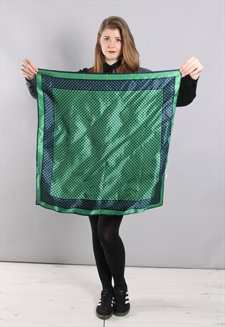 VINTAGE SATIN SILKY POLKA DOT SCARF