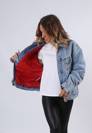LEE WINTER LINED DENIM JACKET OVERSIZED UK 16 (A6BC)