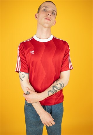 VINTAGE 1980'S ADIDAS FOOTBALL SHIRT. L