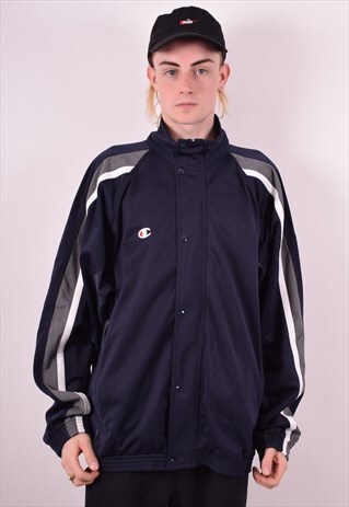 CHAMPION MENS VINTAGE TRACKSUIT TOP JACKET XXL BLUE 90S