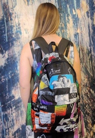 Gay bag LGBT backpack pride festival rainbow rucksack black