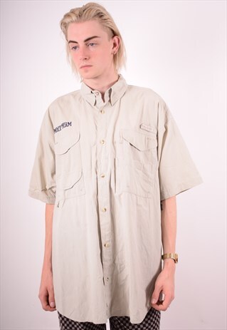 COLUMBIA MENS VINTAGE SHIRT XL GREY 90S