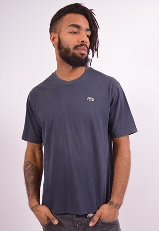LACOSTE MENS VINTAGE T-SHIRT TOP SMALL BLUE 90S