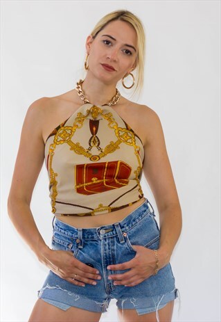 VINTAGE 90'S GOLD CHAIN HALTER TOP