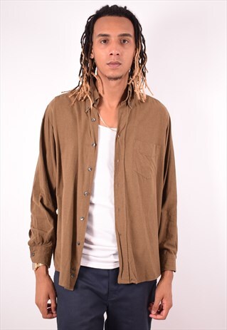 HUGO BOSS MENS VINTAGE SHIRT XL BROWN 90S