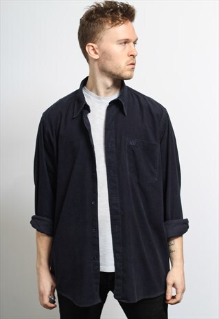 VINTAGE CORDUROY CORD SHIRT BLUE