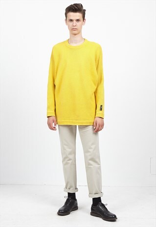 VINTAGE YELLOW CARLO COLUCCO ROUND NECK KNIT JUMPER SWEATER